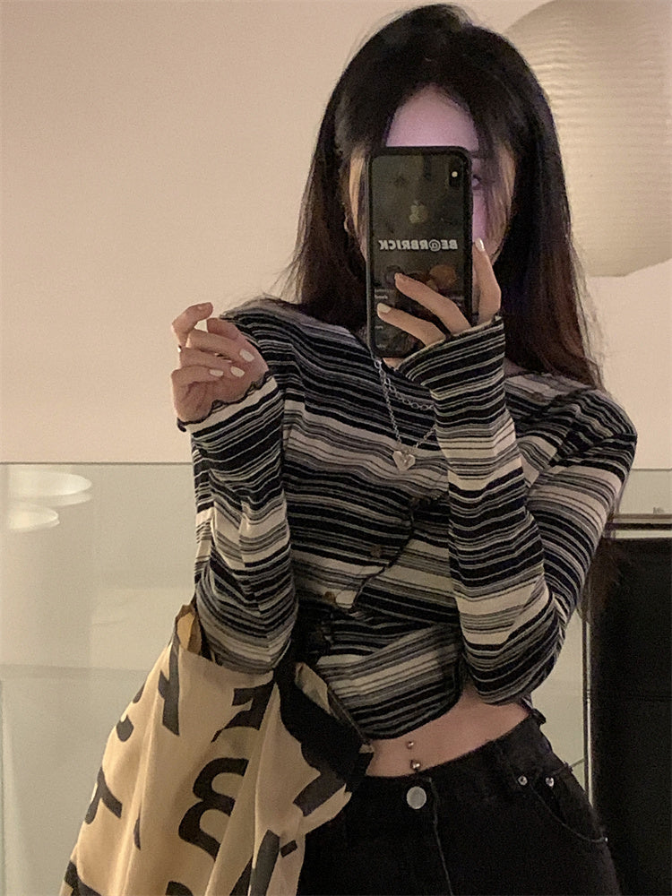 Cropped Top Striped Autumn Hip Hop Women's | Magic Stories