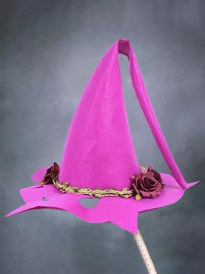 Women Modern Witch Hat Costume Pointed Wool Felt Halloween Party Hats Witch Hat Warm Autumn Winter Cosplay Props — side view