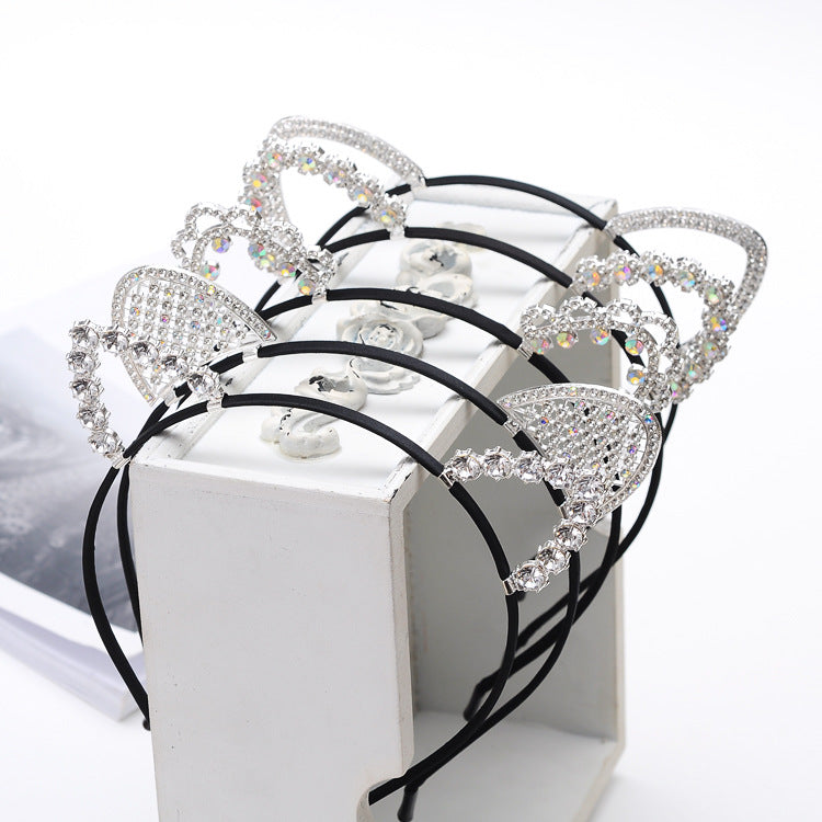 Cute Handmade Diamond Little Devil Cat Ear Headband — back view