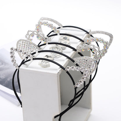 Cute Handmade Diamond Little Devil Cat Ear Headband — back view