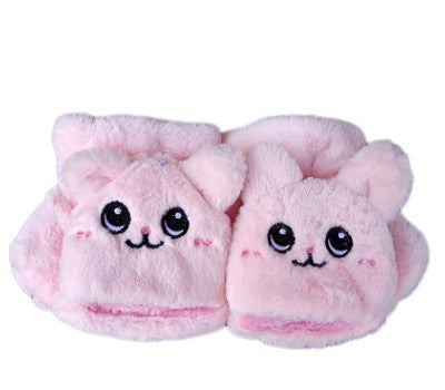 Plush Gloves Cartoon Cat Cute Half-finger Flip Warmth And Thicken — back view