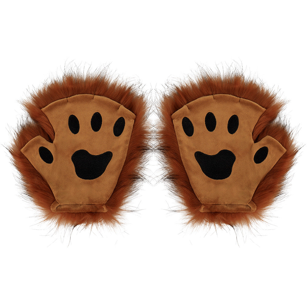 Half Finger Warm Plush Cat's Paw Gloves Halloween Cosplay Props — detail