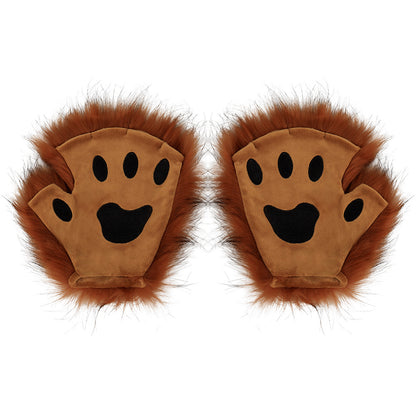 Half Finger Warm Plush Cat's Paw Gloves Halloween Cosplay Props — detail