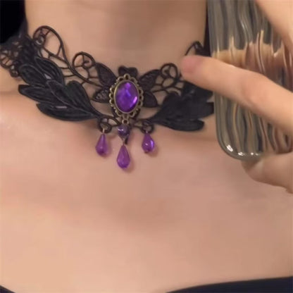 Gothic Vintage Lace Hollow-Out Necklace | Magic Stories