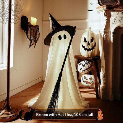 Halloween Pumpkin Lantern Ghost Decoration Prop — in use