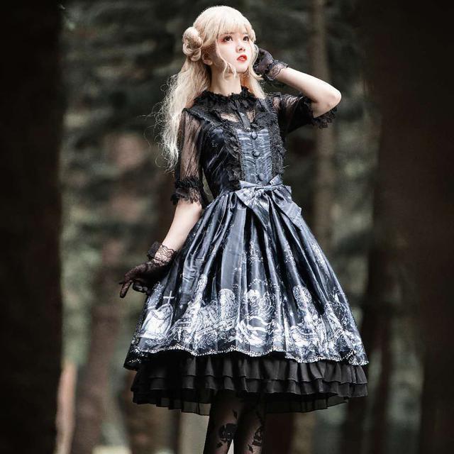 Lolita JSK dress Tomb Prisoner Girl Gothic Dark Jsk Dress Dark Vintage Victorian Princess Party Dress Sleeveless — detail