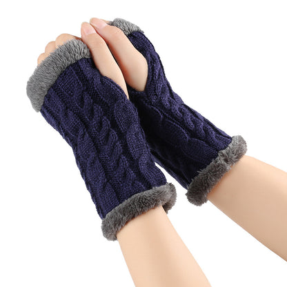Winter Plush Gloves Twist Knitted Fingerless | Magic Stories