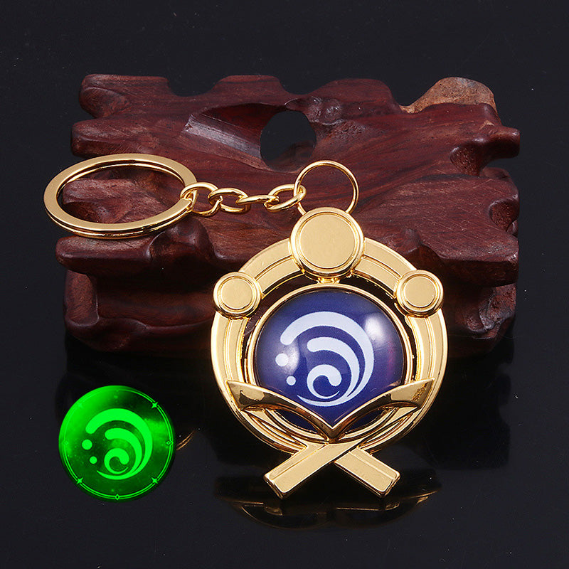 Genshin Impact Double-sided Glass Luminous Keychain — back view