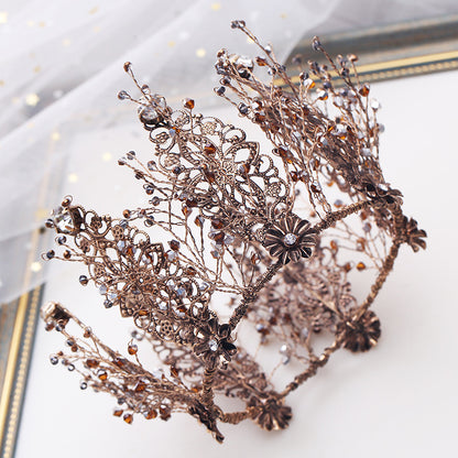 Bridal golden crown tiara baroque round | Magic Stories