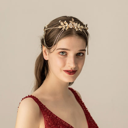 Chain bridal headband handmade bridal headband — back view
