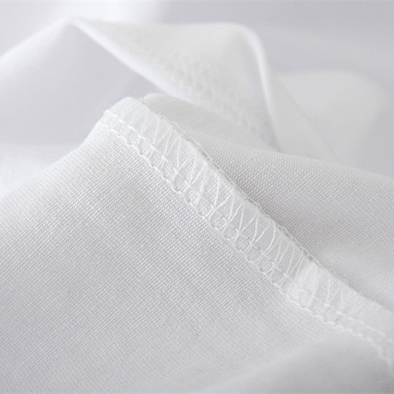 White anime printed T-shirt — side view