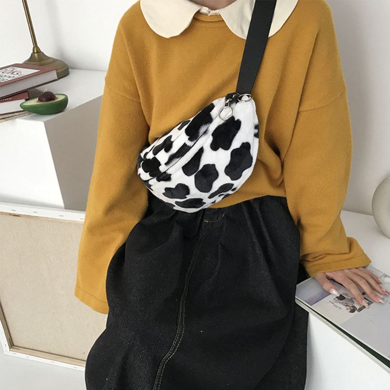 Cow plush all-match small chest bag | Magic Stories