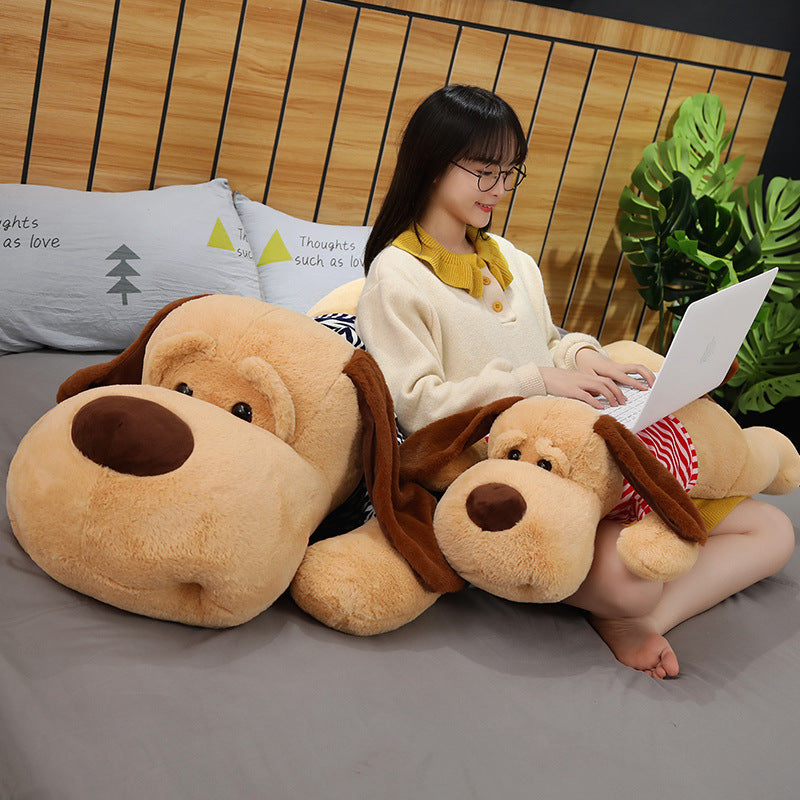 Plush toy dog — side view