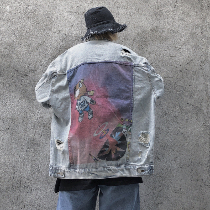 Cartoon Anime Loose Hip-Hop Ripped Denim | Magic Stories