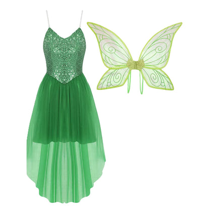 Mischievous Fairy Elf Wing Dress - Whimsical Costume with Attached Wings for Party Performance — scale reference