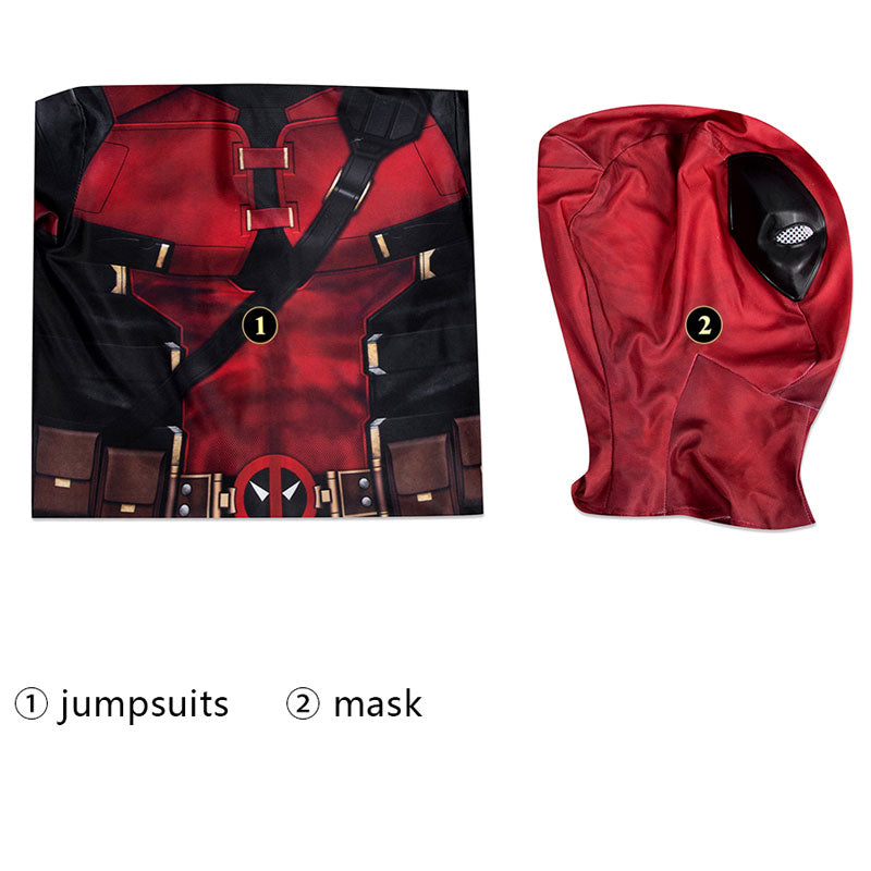 Deadpool 3 Wade Wilson Kids Jumpsuit Cosplay Costume — detail