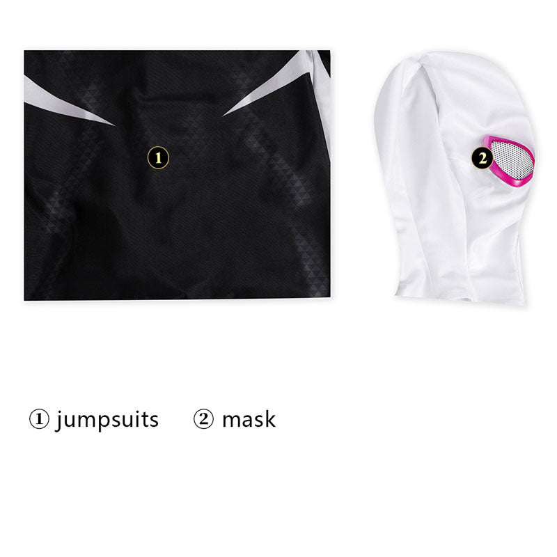 Spider-Verse Gwen Stacy Kids Jumpsuit Cosplay Costume — detail