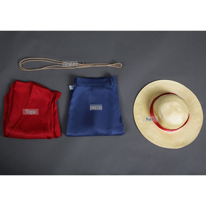 One Piece Monkey D. Luffy Vest Fullset Cosplay Costume — scale reference