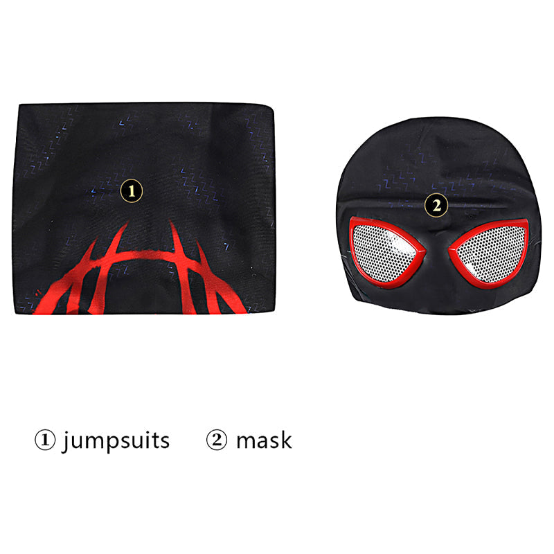 Spider-Man: Across The Spider-Verse Miles Morales Kids Jumpsuit Cosplay Costumes — detail