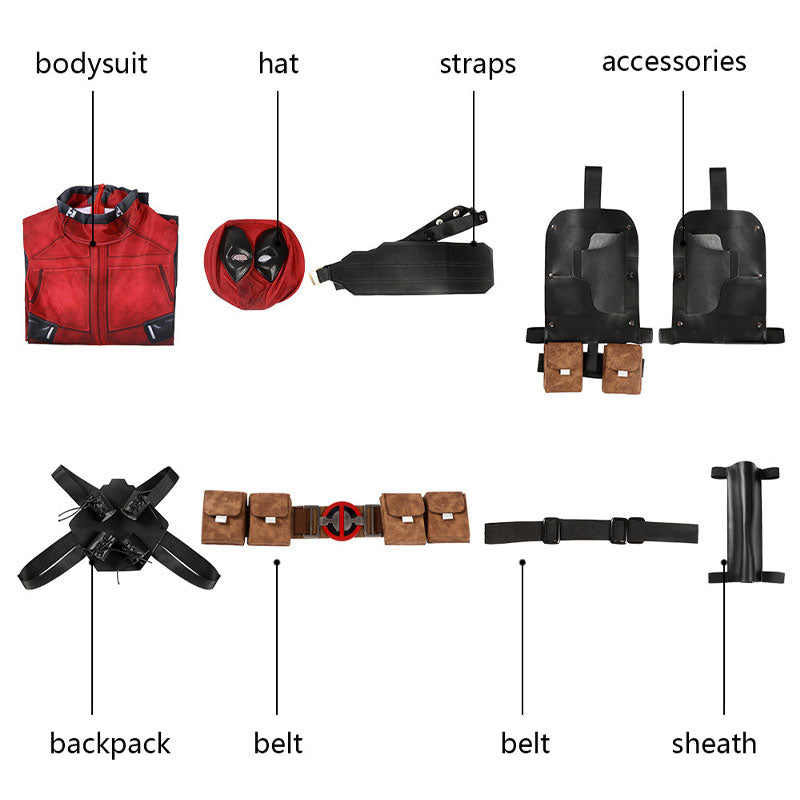 Deadpool 3 Wade Wilson Jumpsuit Cosplay Costume with Props — packaging