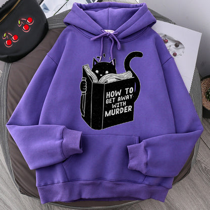 Men's And Women's Hooded Sweater Cartoon Anime Cute Cat Reading Print Sweatshirt — packaging