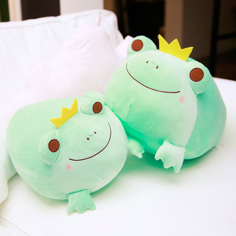 Plush Toy Cute Crown Frog Prince Doll Cute Little Frog Doll Frog Doll — detail