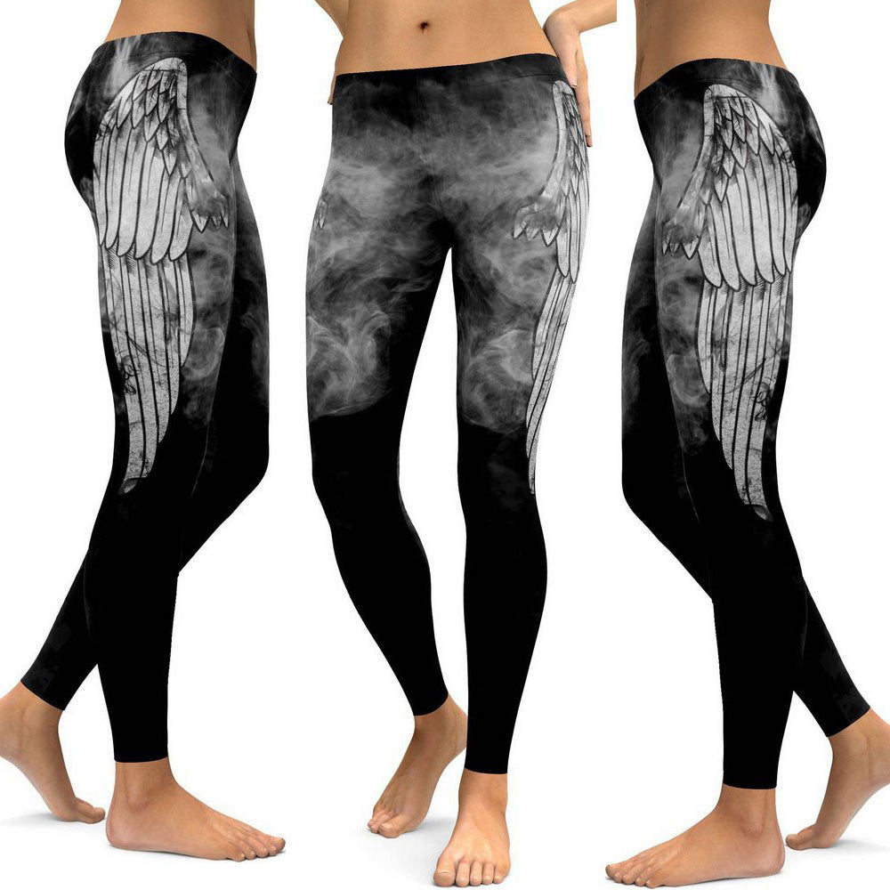 Yoga angel wings print sweatpants | Magic Stories