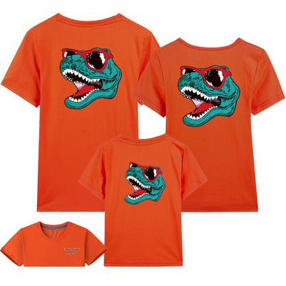 Cartoon anime little dinosaur t-shirt — back view