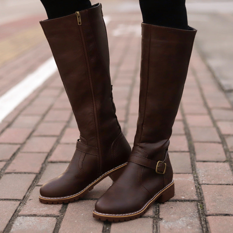 Women's high boots plus velvet warm knight boots — side view