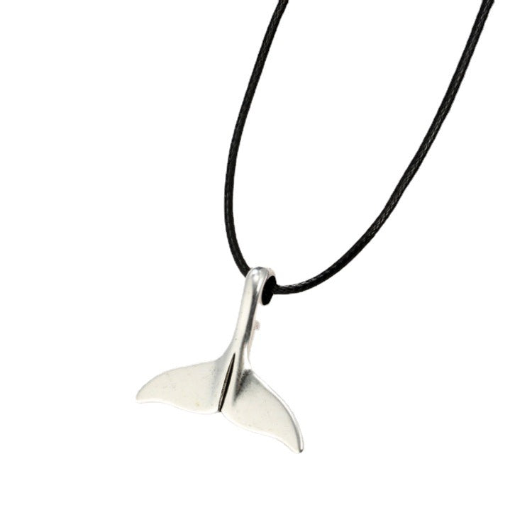 Leather Rope Mermaid Tail Animal Necklace — detail