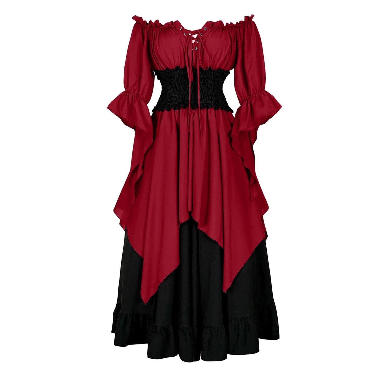 Retro Cosplay Halloween Pleated Corset Dress — back view