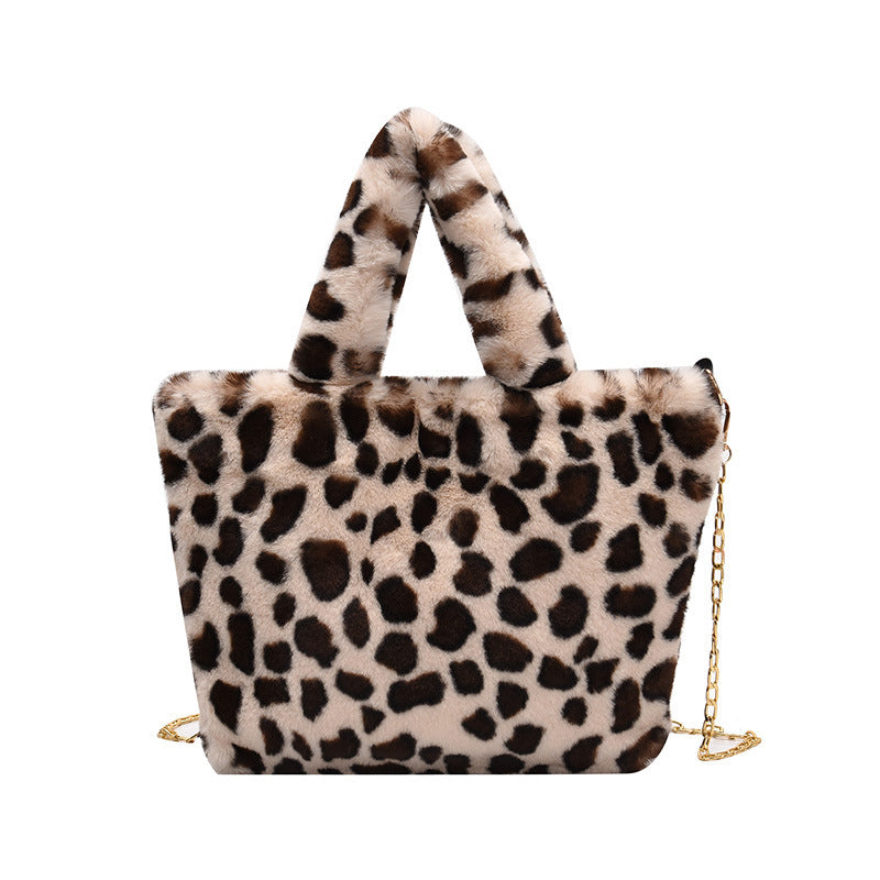 Plush leopard shoulder bag | Magic Stories