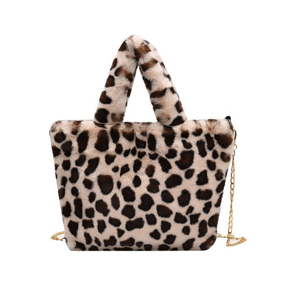 Plush leopard shoulder bag | Magic Stories