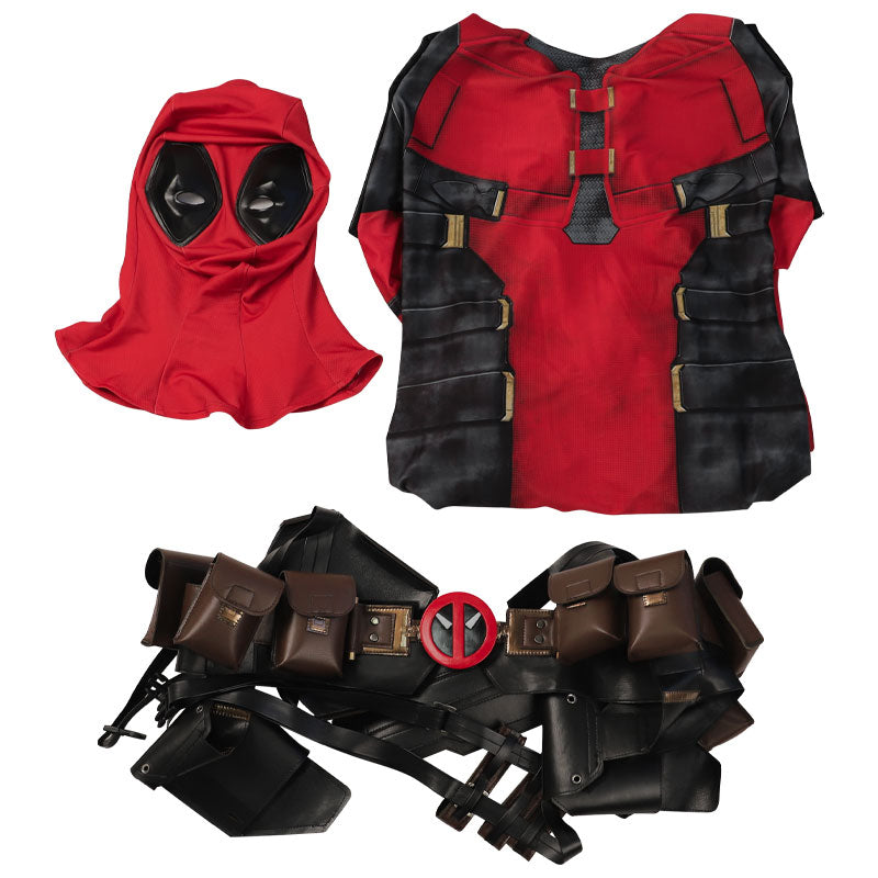 Deadpool 3 Wade Wilson Jumpsuit Cosplay Costume — Red & Black — side view