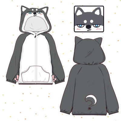 Shiba Inu theme hooded jacket anime sweater — side view