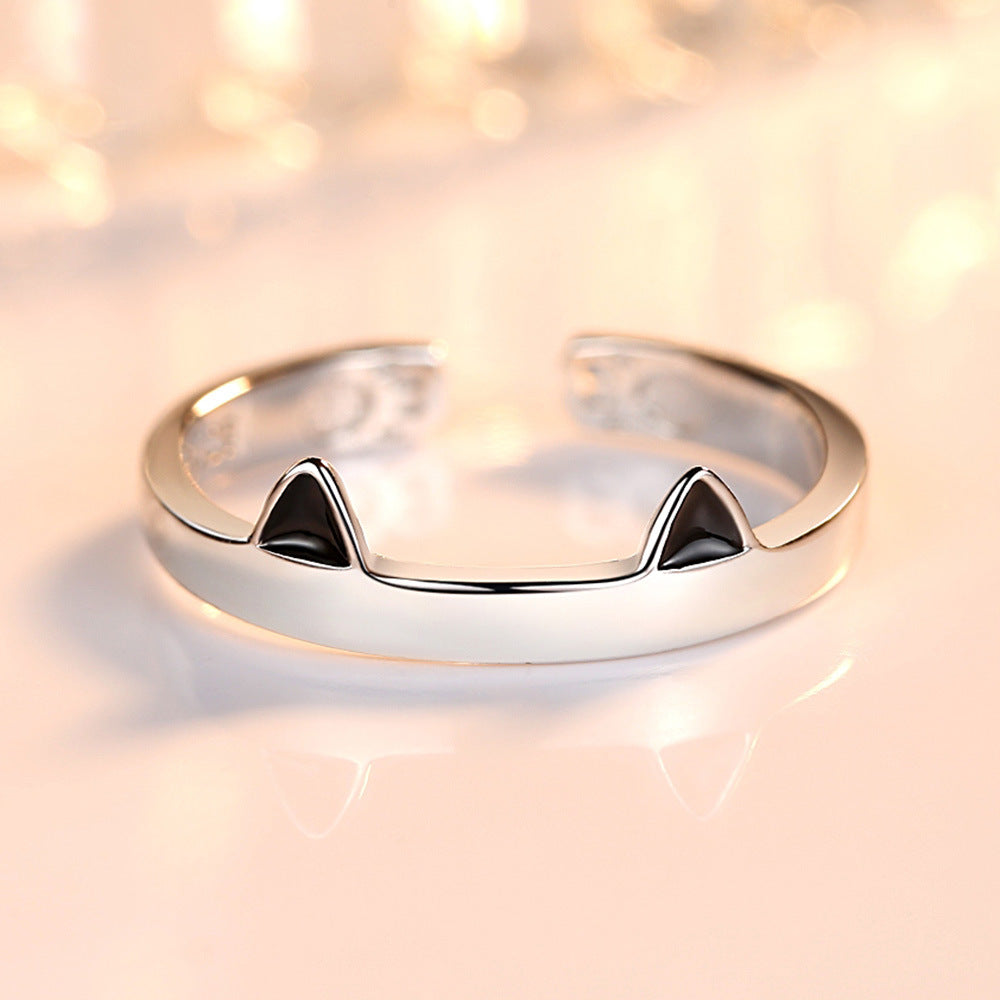 Cute cat ears paw ring — side view