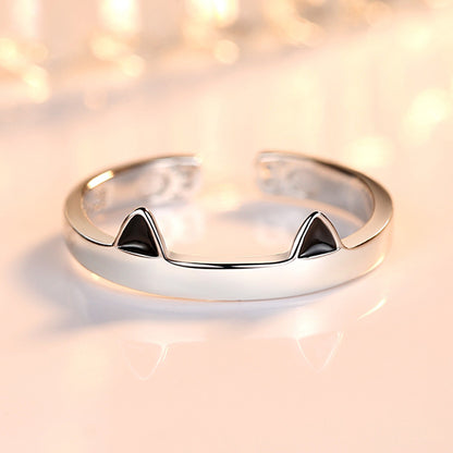 Cute cat ears paw ring — side view