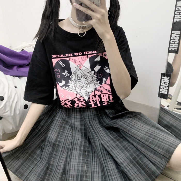 Anime print loose short sleeves — side view