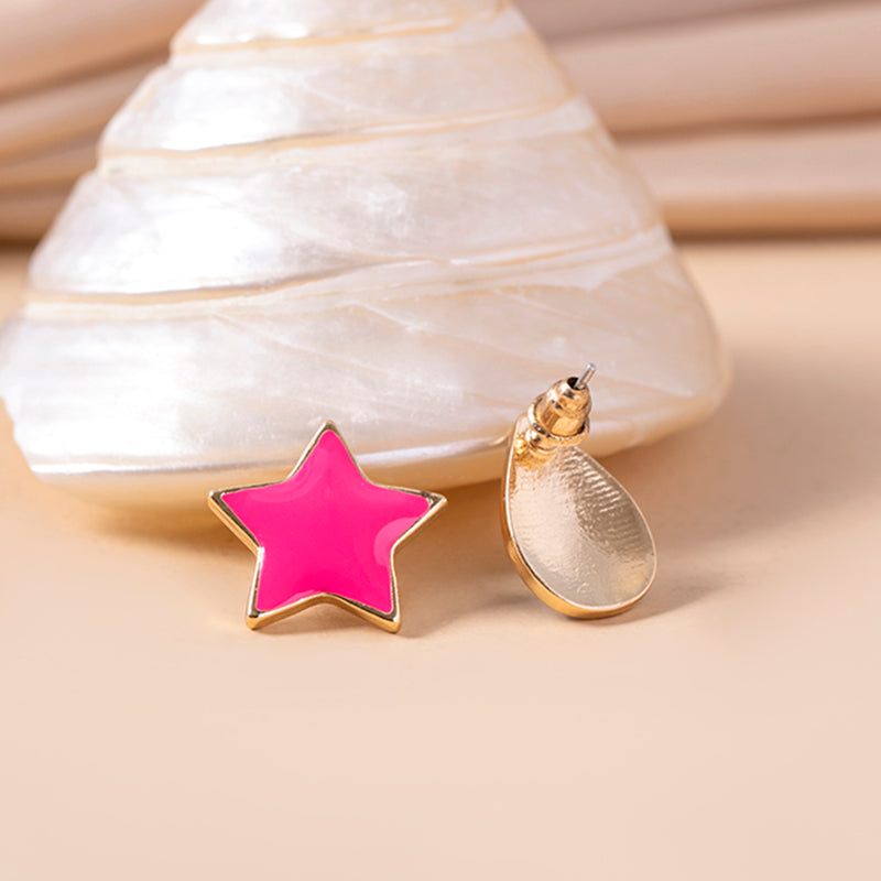 Cosplay Anime Hunter x Hunter Hisoka Earrings Enamel Teardrop Star Stud Earrings — back view