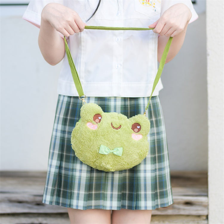Cute Doll Frog Plush Toy Backpack — back view