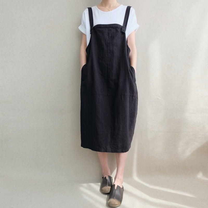 Cotton and linen strap skirt female spring | Magic Stories