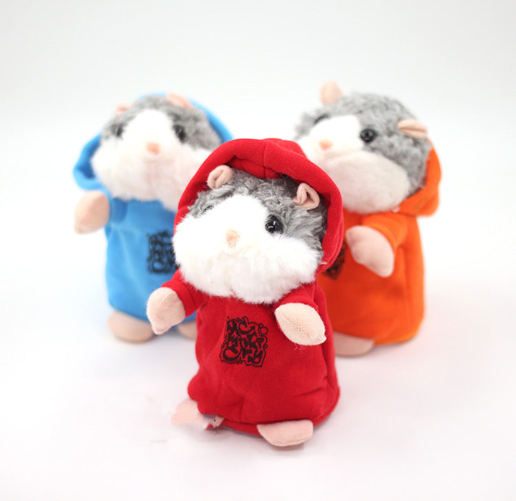 Plush hamster toy — side view