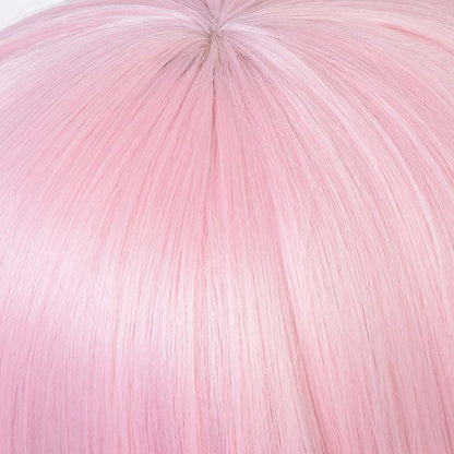 Cosplay animation Pink Double ponytail wig — back view