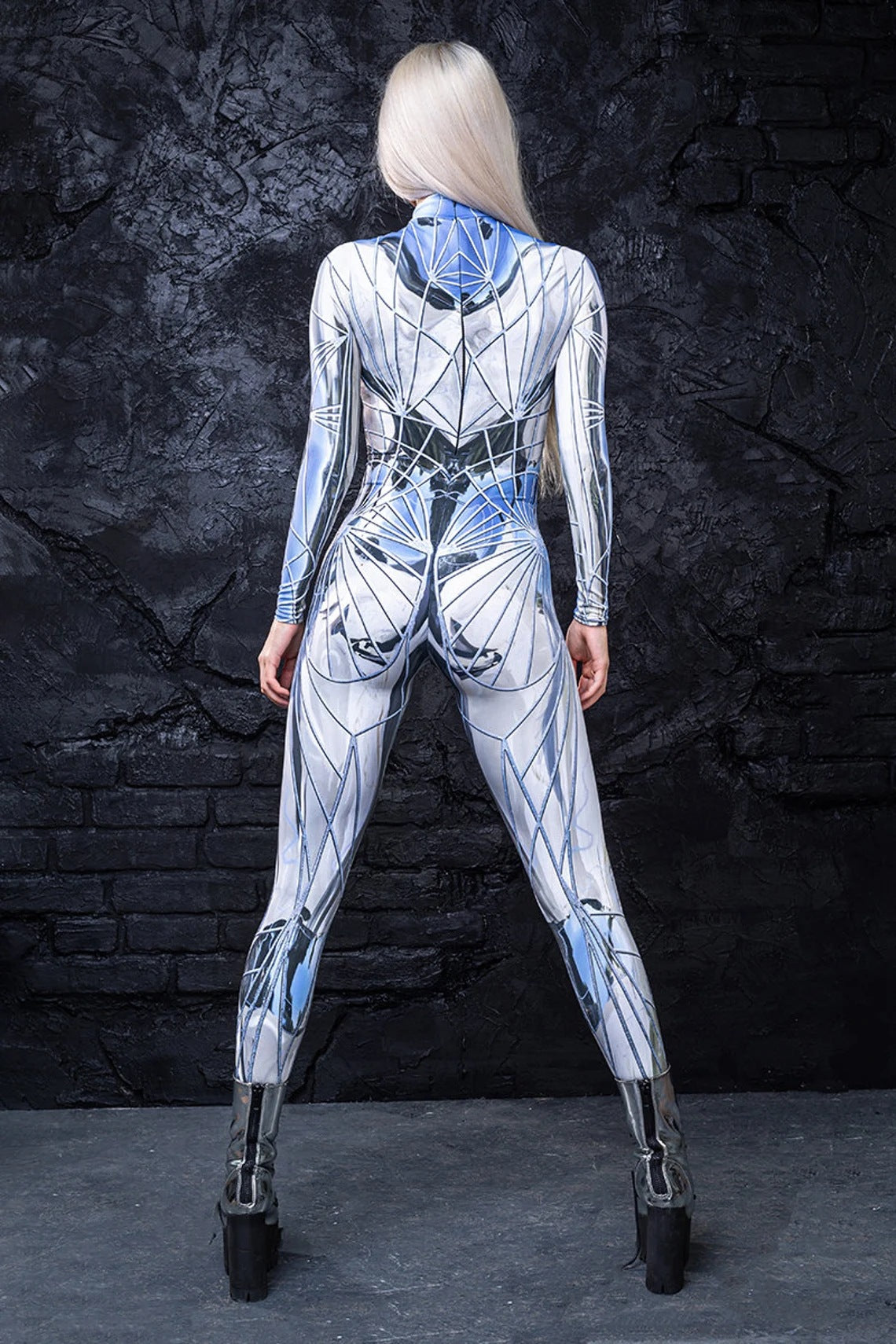 Digital Printing Halloween Cosplay Cosplay Clothes Unisex Wear Tight Long Sleeve Jumpsuit — detail