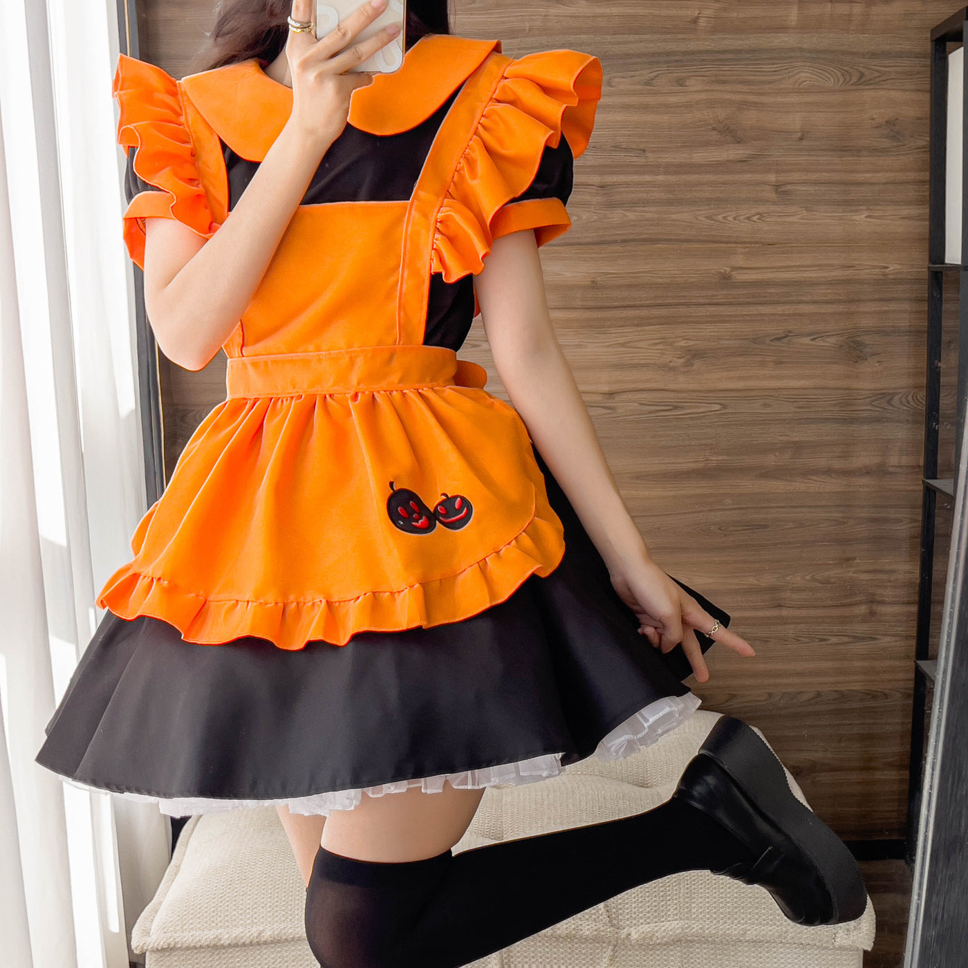 Halloween Embroidered Polyester Maid Outfit — back view