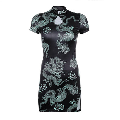 Dragon cheongsam dress — side view