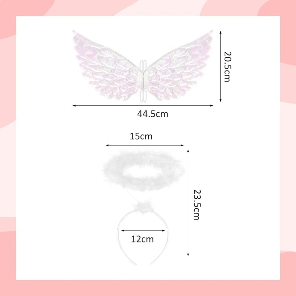 Party Favors: 2-piece Set Of White Angel Wings, Halo Costume, Angel Role-play Costume, Carnival Role-play Party, — back view