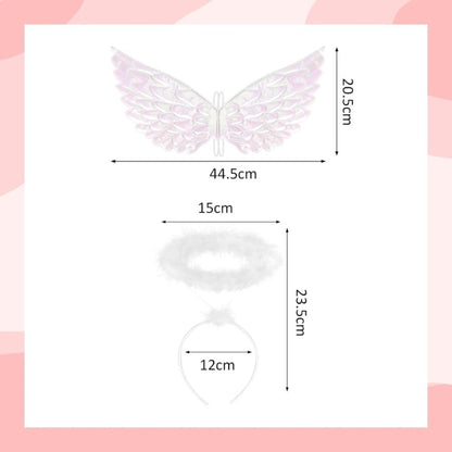 Party Favors: 2-piece Set Of White Angel Wings, Halo Costume, Angel Role-play Costume, Carnival Role-play Party, — back view