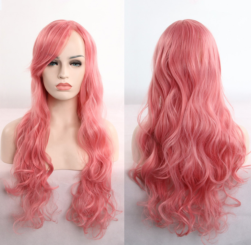 Anime cos wig color 80cm long curly cosplay role playing — scale reference