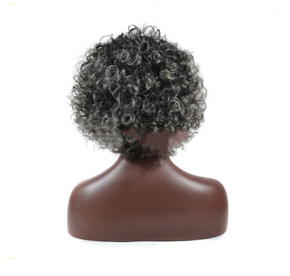 Granny gray short chemical fiber wig headgear — scale reference
